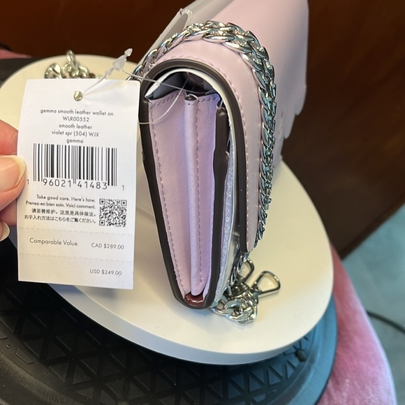 Kate Spade  Gemma wallet on a chain Crossbody bag  smooth leather  Violet  NWT - Picture 3 of 11